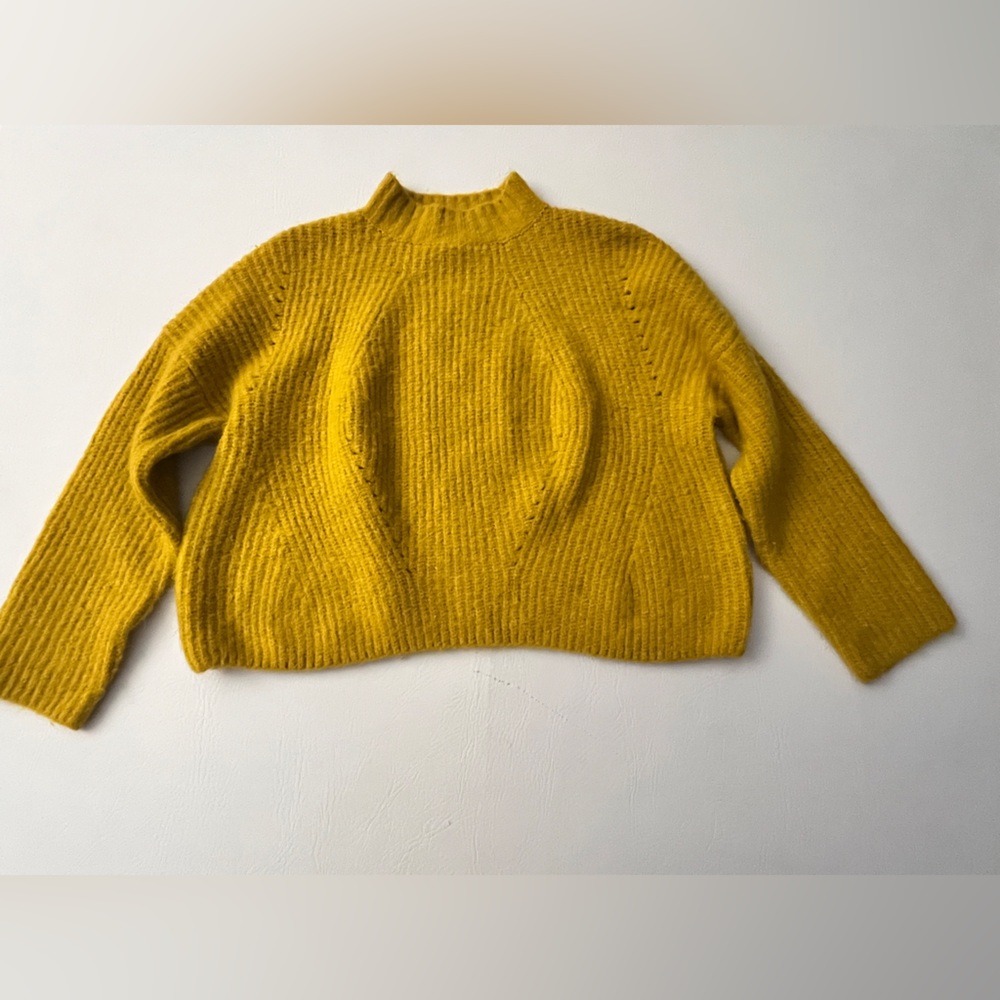 J.O.A. Los Angeles x REVOLVE Vibrant MustardYellow Knit Sweater Small Oversized